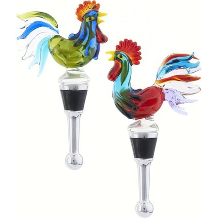 LS ARTS INC LS Arts BS-447 Bottle Stopper - Classic Roosters BS-447